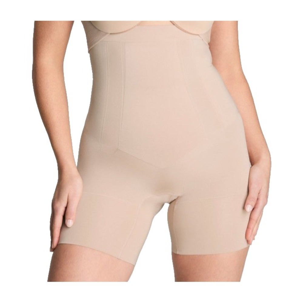 NWT $78 Spanx Sculpting High Waisted Mid Thigh Short SOFT NUDE, size Small